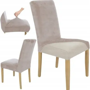 Potah na židli POTAH NA ŽIDLI CHLADNÁ BÉŽOVÁ HLADKÝ VELUR Elastický Silný Potahy