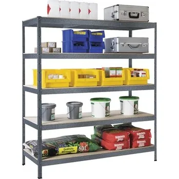 Dílenský regál Kovový regál Schulte R4048-05-17-PEFC 1800x1400x500 mm, 5 polic, nosnost 1000 kg, šedý