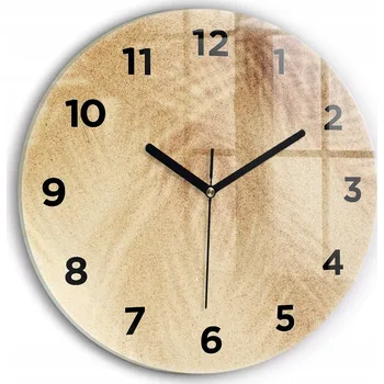 Hodiny Moderní skleněné nástěnné hodiny s grafikou Zlatá abstrakce kulatý průměr 30 cm