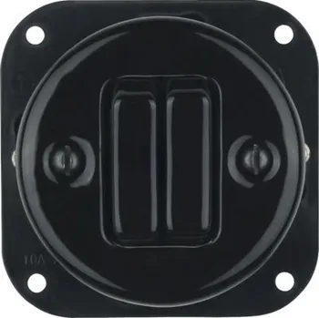 vypínač Porcelánový vypínač Bohemia-Design K1-R210QX-BL 2 ř.5 sériový, černý (bez rámečku)