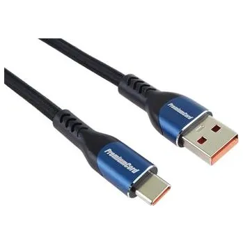 PremiumCord Super fast charging 5A kabel USB-C - USB 2.0 A bavlněný oplet 1,5m