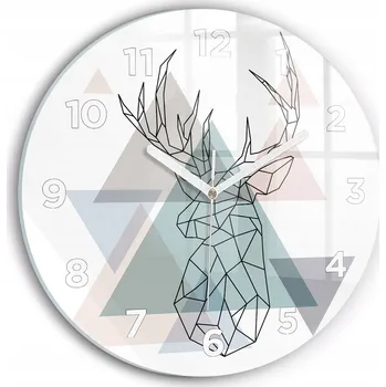 Hodiny Skleněné nástěnné hodiny do kanceláře s grafikou Sob, skandinávský styl, průměr 30 cm