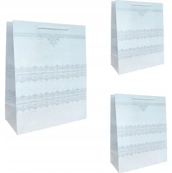 Dárková taška LESKLÁ DÁRKOVÁ TAŠKA na Dárky BÍLÁ Dárková TAŠKA s BROKÁTEM Velká L