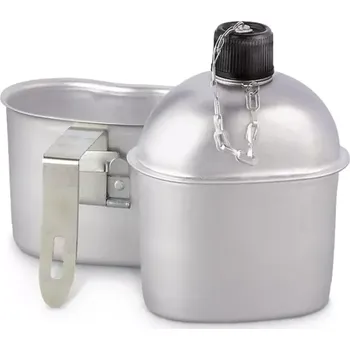 Kempingové nádobí ALU láhev US M10 s pítkem REPRO (Novodobě vyrobená hliníková polní láhev vč. pitítka, repro WWII. )