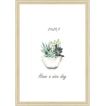 Rám na obraz Rámeček na fotku plastový světle dřevo s pruhem 21 x 29,7 cm