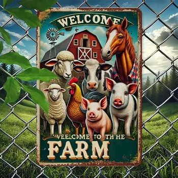 Plechová cedule BAF VINTAGE PLECHOVÁ CEDULE 2D - VÍTEJ NA FARMĚ 30X20 cm
