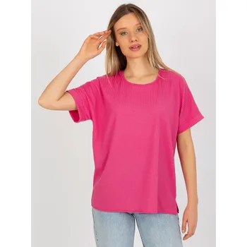 Dámské tričko Fuchsiové žebrované volné triko LK-BZ-509252.25X-fuchsia Velikost: ONE SIZE
