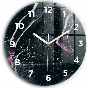 Hodiny Skleněné Kulatý nástěnné hodiny S Potiskem Zdravý životní styl a běh fi30 cm