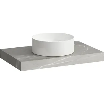 Deska pod umyvadlo Arun - umyvadlová deska 800, s výřezem uprostřed, tloušťka 80 mm, včetně 2 nástěnných držáků H4191011517701