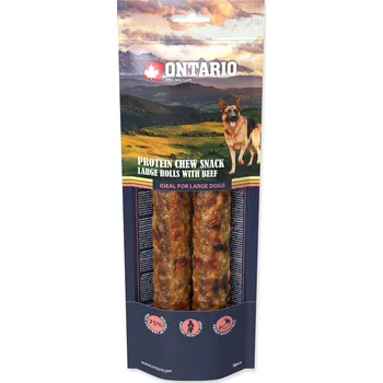 Krmivo pro psa Pochoutka Ontario Protein hovězí, žvýkací rolka velká 2ks 25,4cm