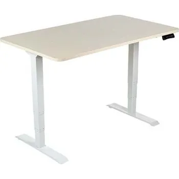 Psací stůl Výškově nastavitelný psací stůl Manutan Expert, bílá základna, šířka 160 cm, dub + Prodloužená záruka na 10 let