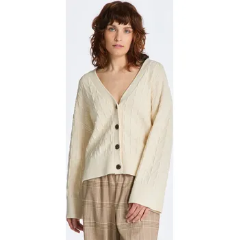 Dámský svetr SVETR GANT HERRINGBONE V-NECK CARDIGAN CREAM