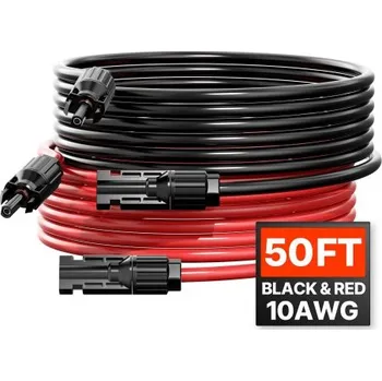 elektrický kabel Prodlužovací kabel pro solární panely VEVOR 15,24 m/50 stop, prodlužovací kabel 6 mm²/10 AWG s vodotěsnými konektory (samice a samec), 6 mm² FV kabel pro domácí, lodní a obytné solární panely, 15,24 m/50 stop černý + 15,24 m/50 stop červený (sada 2…