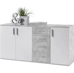 Komoda, bílá/beton, POPPY 3