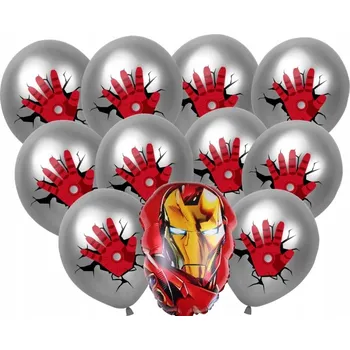 Balónek BALÓNKY SADA BALÓNKŮ IRON SUPERHRDINA LATEXOVÉ BALÓNKY 11 ks stříbrné