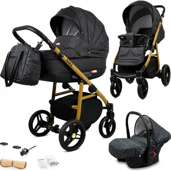 Kočárek Dětský kočárek 3v1 s korbou a autosedačkou BabyLux AXEL ALU