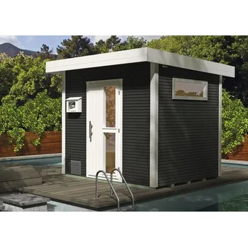 Sauna Venkovní sauna Weka Kuopio vč. 9kW kamen a vnějšího ovládání s dřevěnými dveřmi a tepelně izolačním sklem antracitově šedá/bílá