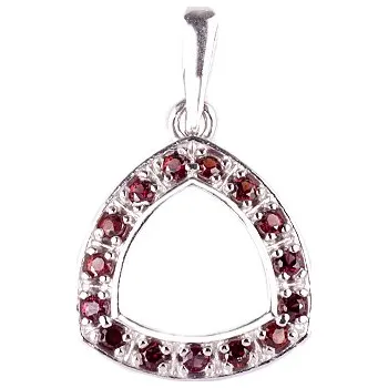 Přívěsek granát - stříbrný přívěsek - trojúhelník (1569) povrchová úprava: rhodiované