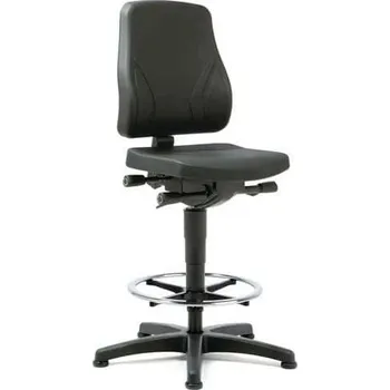 Pracovní židle Bimos All In One 9631 s kluzáky, s podnožkou, polyuretanový sedák, nízké opěradlo, černá