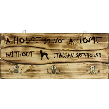 Věšák Černý ruský teriér - dřevěný věšák na bundy, vodítka a psí doplňky