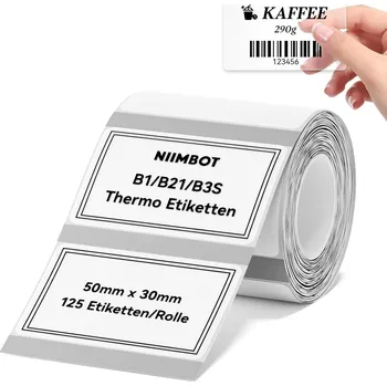 Samolepící etiketa Niimbot transparentní samolepící štítky pro tiskárny B21, B21S, B1, B3S 50x30mm (125 štítků/role) / Hranatý