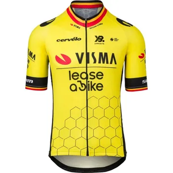 cyklistický dres RAPIDGEAR Cyklistický dres s krátkým rukávem - TEAM VISMA BELGIUM CHAMPION 2025 - žlutá