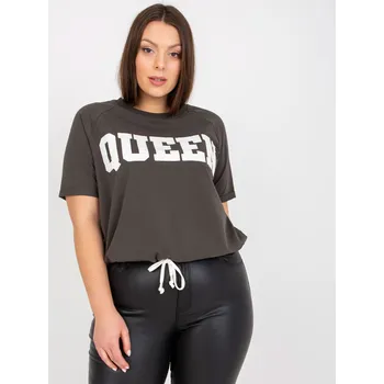 Khaki tričko "Queen" s vázáním -RV-BZ-7860.68P-khaki Velikost: ONE SIZE