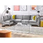 Pohovka rohová modulární pravostranná šedá sametová 5místná, kovové nohy ve stylu glamour Beliani