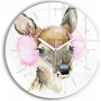 Hodiny Ozdobné nástěnné hodiny s krásnou grafikou: Lesní jelen, kulatý, průměr 30 cm
