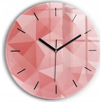 Hodiny Moderní skleněné nástěnné hodiny Trojúhelníky abstrakce kulatý průměr 30 cm