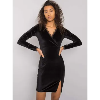 Dámské šaty Černé přiléhavé mini šaty s rozparkem RV-SK-7343.29X-black Velikost: L