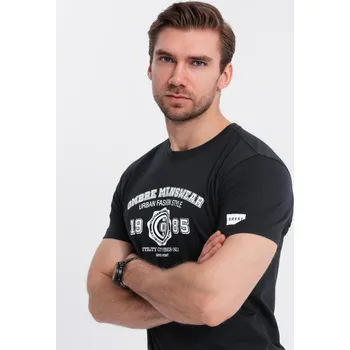 Pánské tričko Pánské bavlněné tričko s potiskem - černé V2 OM-TSPT-0137 - L