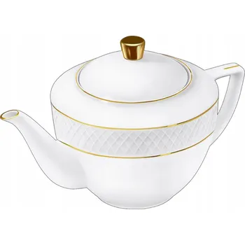 Konvice na čaj Porcelánová konvice se sítkem na čaj se zlatým okrajem Wilmax 900 ml