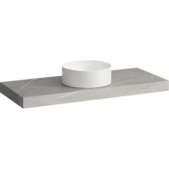 Arun - umyvadlová deska 1200, s výřezem uprostřed, tloušťka 80 mm, včetně 2 nástěnných držáků H4191211517701