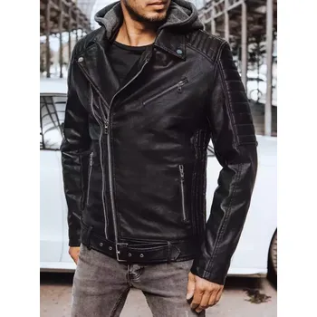 Pánská casual bunda Černá pánská koženková bunda biker Dstreet DStreet černá | šedá 3214598