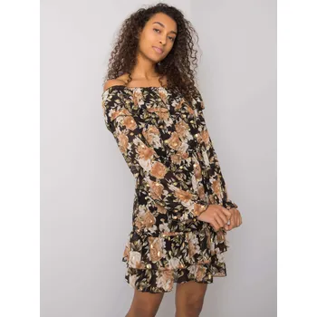Dámské šaty Černo-béžové květované "carmen" šaty Calgary DHJ-SK-15015-2.73P-flower print Velikost: ONE SIZE