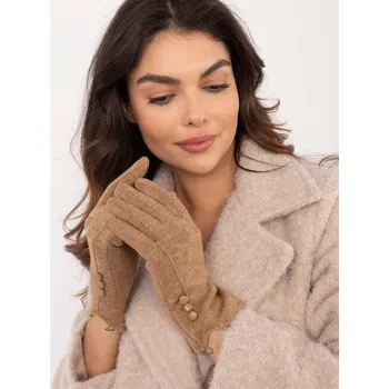 Rukavice Světle hnědé dámské rukavice s ozdobnými knoflíčky AT-RK-239503.31-camel Velikost: S/M