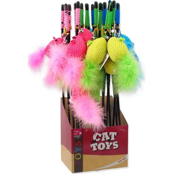 Hračka pro kočku Hračka Magic Cat šidítko myška bavlna s catnip 9cm+45cm 24ks
