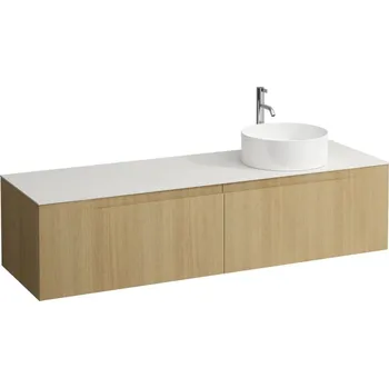 Umyvadlo Arun - zásuvkový element 1600, se 2 zásuvkami, s výřezem vpravo, s vrchní deskou Ardesia Bianca vč. otvoru pro baterii H4141471512501