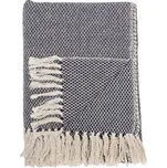 Pléd s třásněmi 160x130 cm Bloomingville - modrý