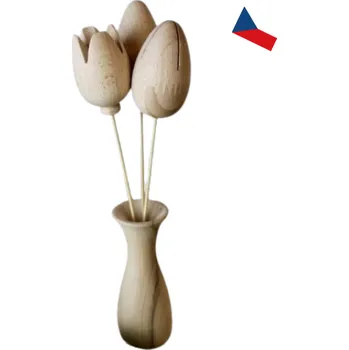 Dřevěná hračka JH WoodArt Dřevěné tulipány ve váze (Skvěle se hodí na jídelní stůl)