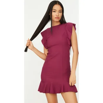 Dámské šaty Dámské šaty Trendyol Frill Detailed Trendyol tmavě červená | fialová 1257996