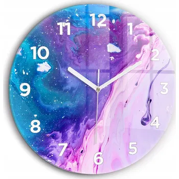 Hodiny Skleněné nástěnné hodiny do moderního interiéru s barevným pozadím fi60 cm