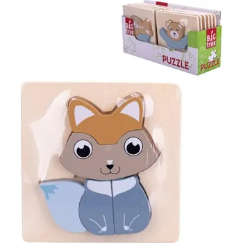 Dřevěná hračka DŘEVO Puzzle baby vkládací zvířátka 5 dílků skládačka na desce 3 druhy