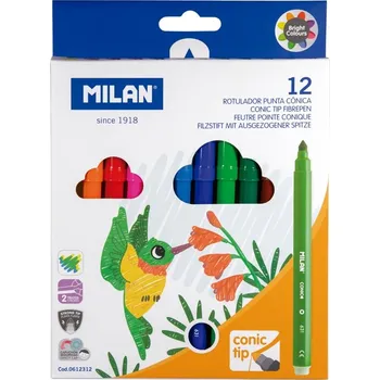 Fixy kuželové popisovače, sada školních fixů Milan, sada barevných fixů, popisovače školní 12 ks
