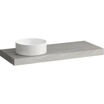 Deska pod umyvadlo Arun - umyvadlová deska 1200, s výřezem vlevo, tloušťka 80 mm, včetně 2 nástěnných držáků H4191221517701