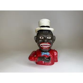 Pokladnička KOVOVÁ MECHANICKÁ KASIČKA - MUŽ S KLOBOUKEM