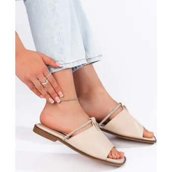 Dámské pantofle Dámské béžové ploché nazouváky GD-FL857BE Velikost: 36