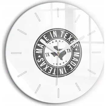 Hodiny Čtvercové Skleněné Nástěnné Hodiny Do Kanceláře S Grafikou Znak Texas fi60 cm