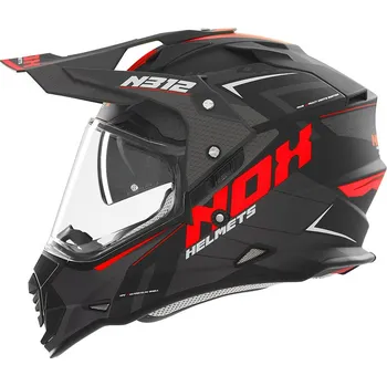 Helma na motorku NOX Enduro helma na motorku N312 Vapor černá/červená matná M